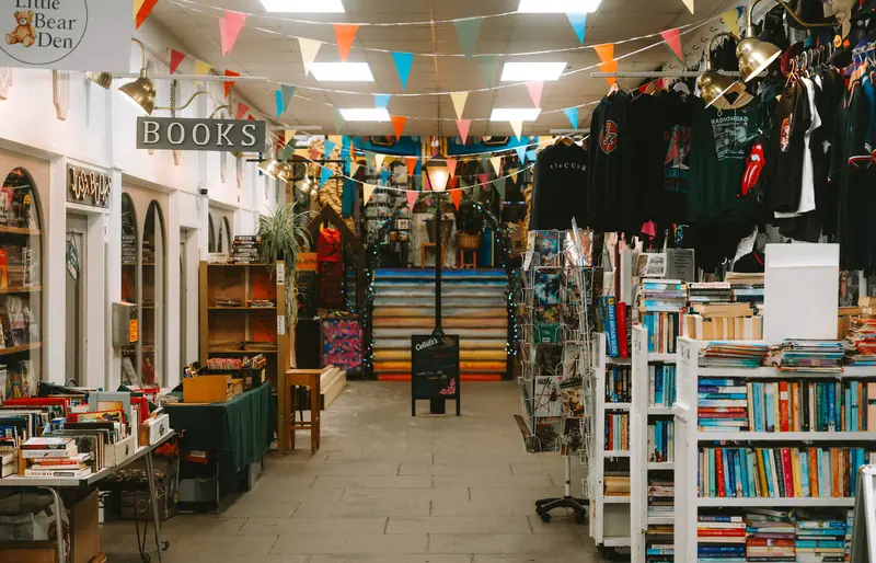 Inside an independent bookshop in Falmouth