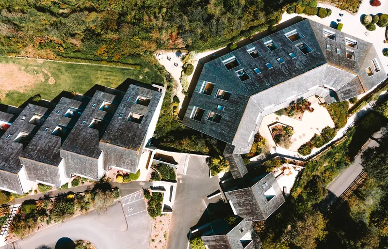 Aerial view of the Maenporth Estate