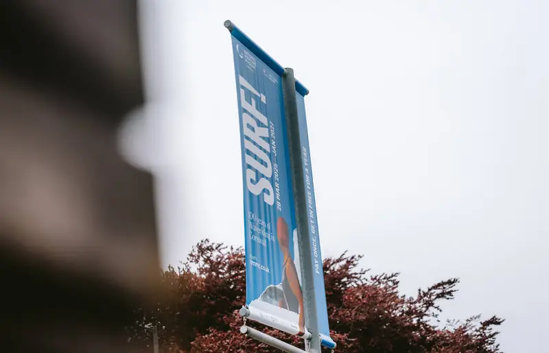 Banner outside the National Maritime Museum Cornwall