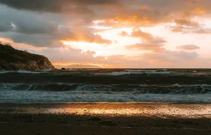 Sunset over Maenporth Beach, Cornwall