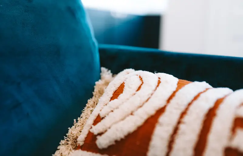 Textured cushion on the sofa